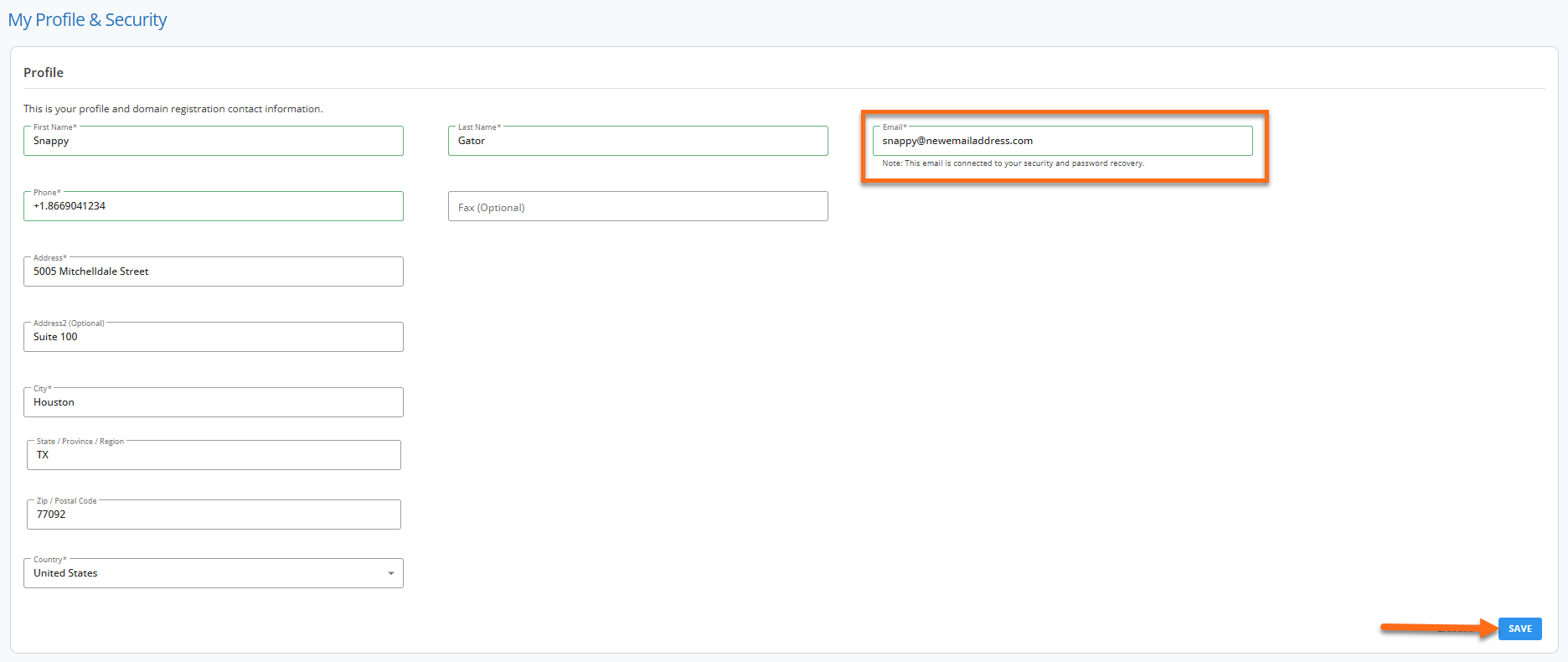 Customer Portal - Enter new email address