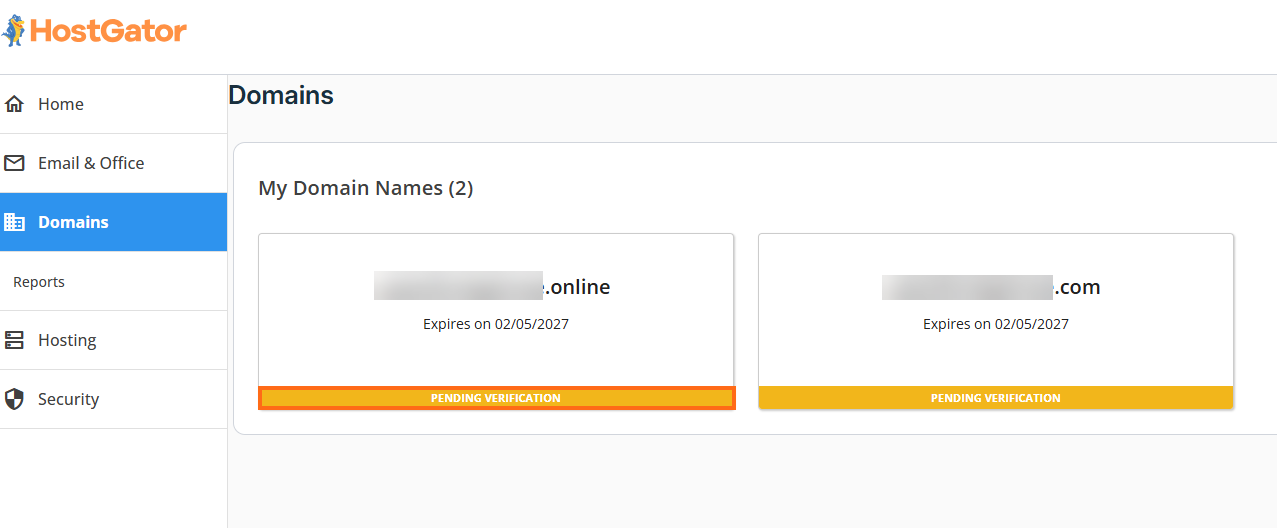 HostGator Order Confirmation