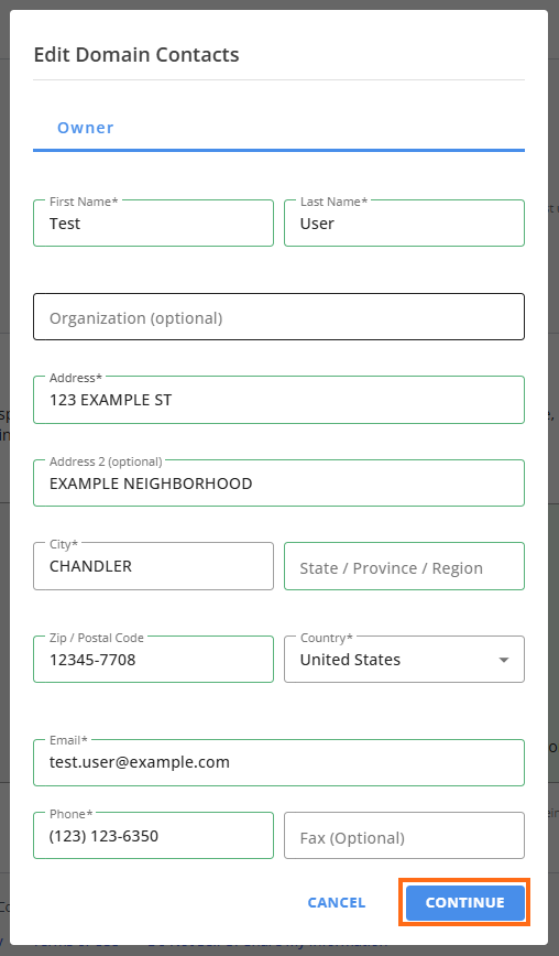 Edit your registrant information