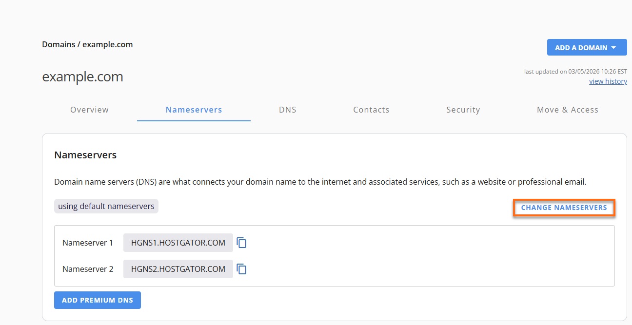HostGator Default Nameservers - Change
