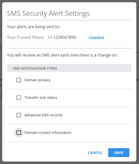 SMS Alerts - Setup - Deselect Services