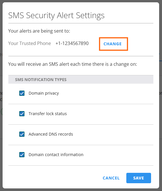 SMS Alerts - Change Link