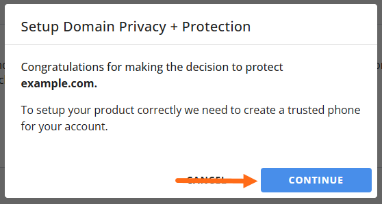 Domains tab - Security menu