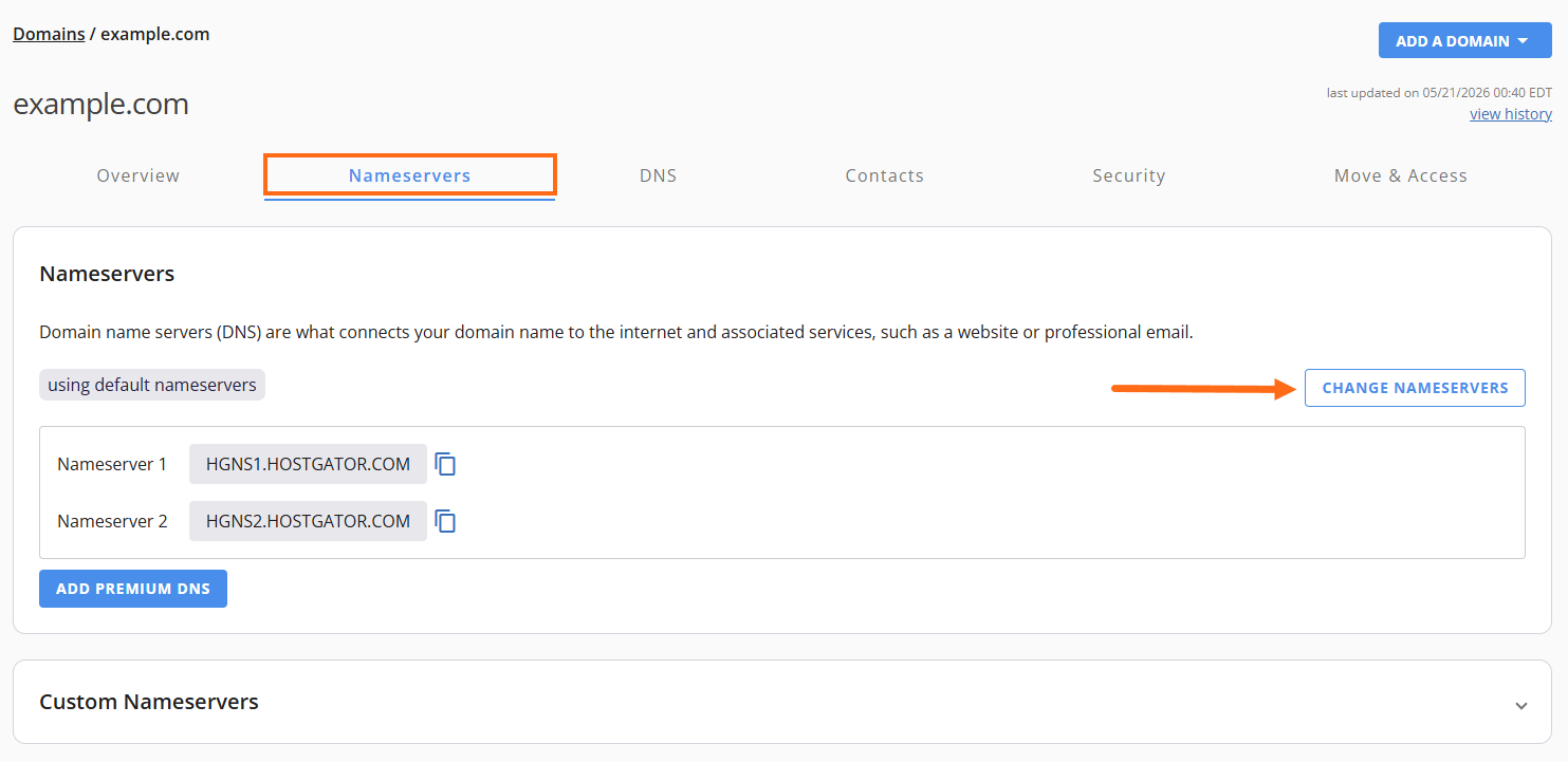 Domains tab - Advanced Tools