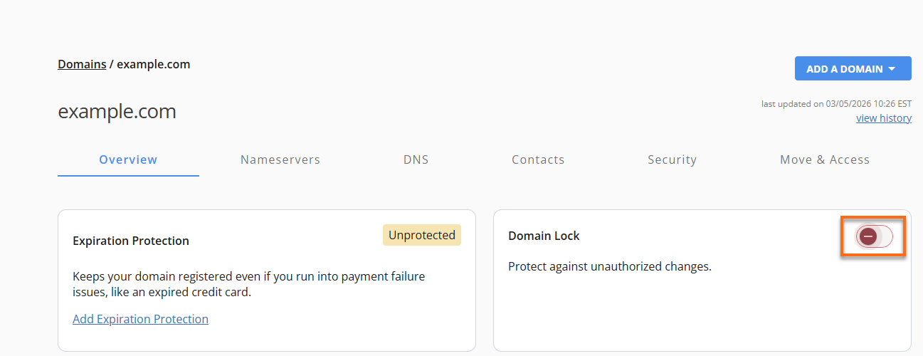 domain lock on