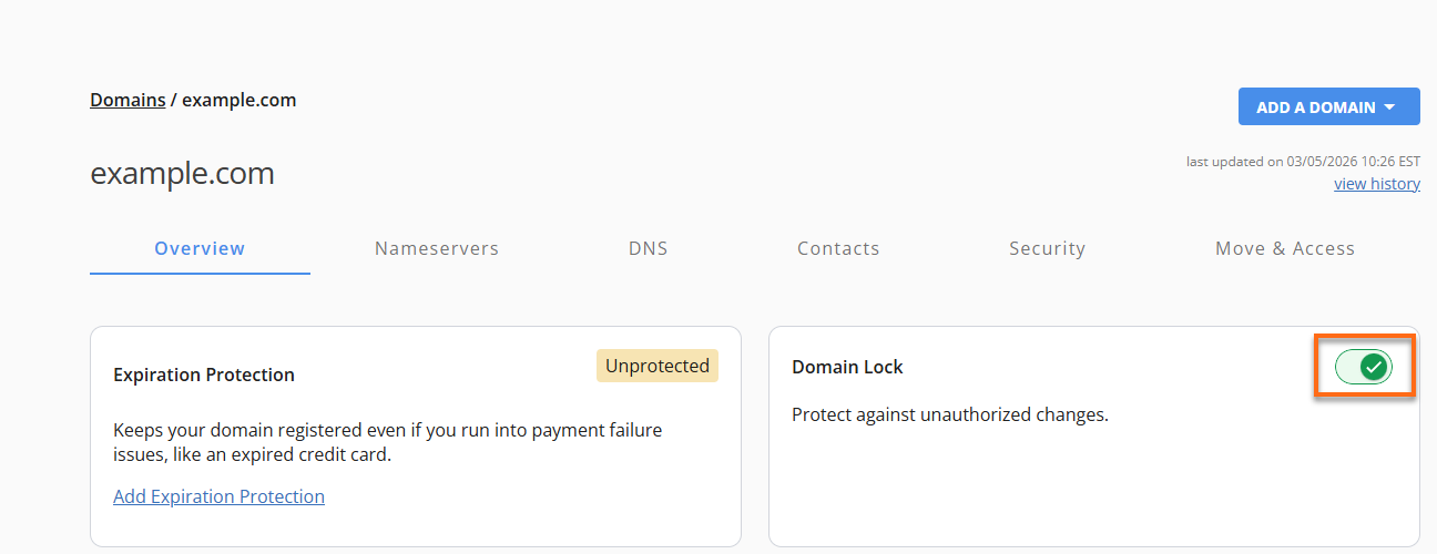 domain lock off