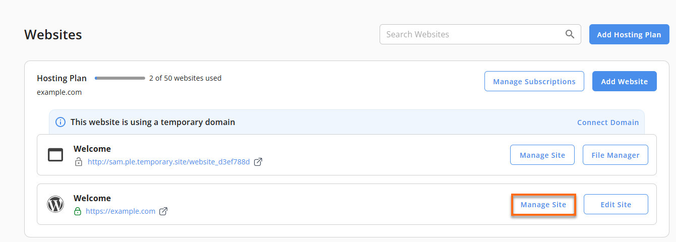 Manage Site