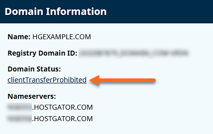 Domain Status sample - "clientTransferProhibited"