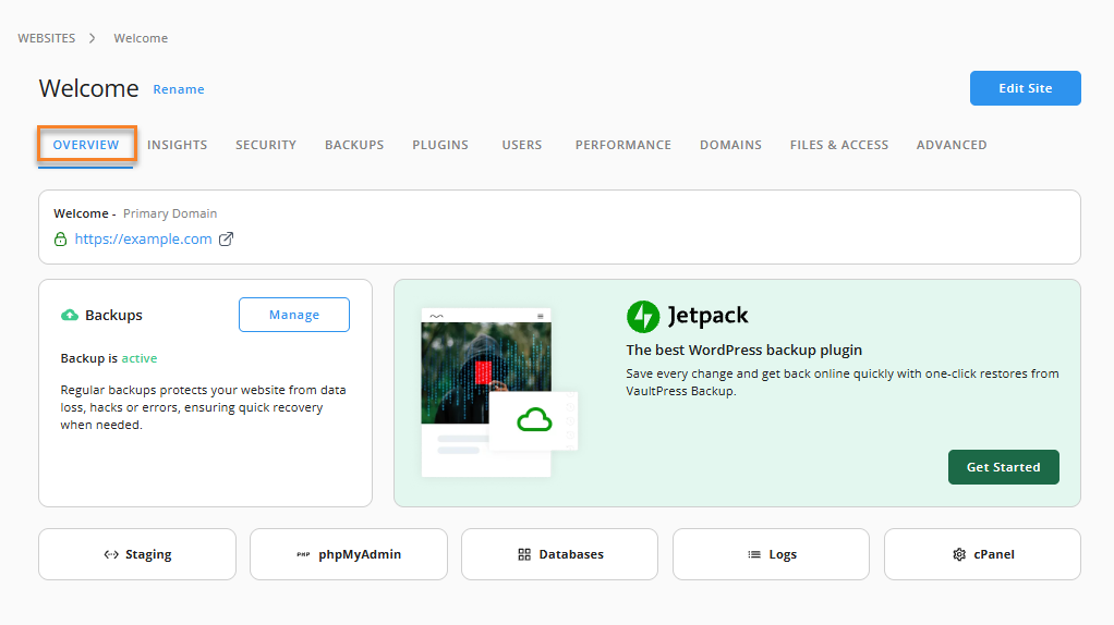 Customer Portal - Hosting - Website Settings