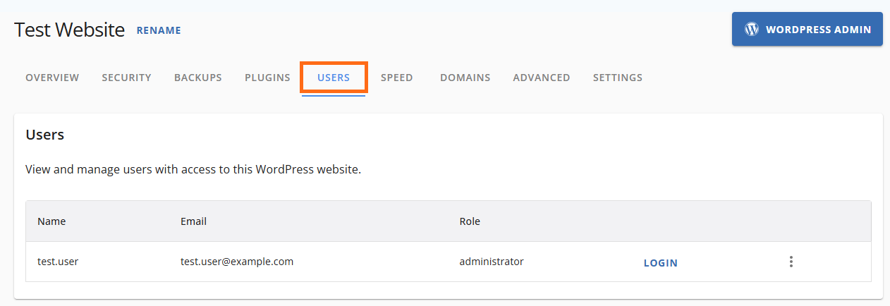 Customer Portal - Hosting - Users