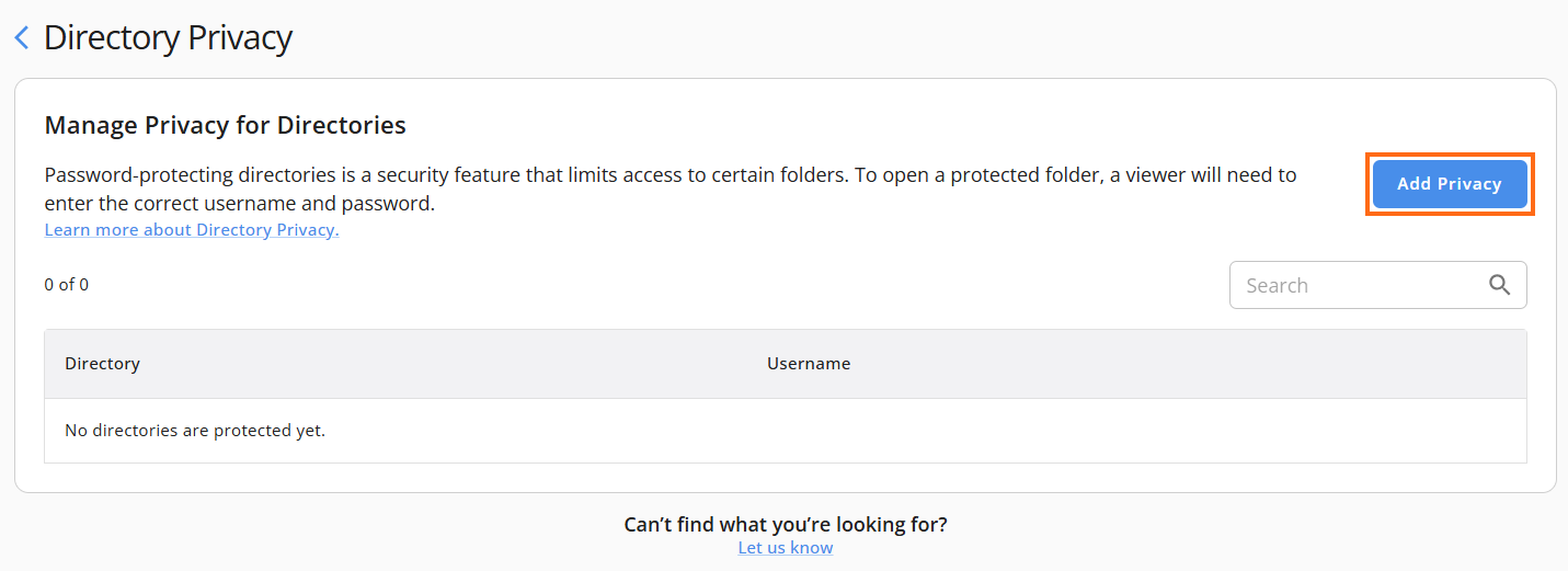 Directory Privacy Add Privacy