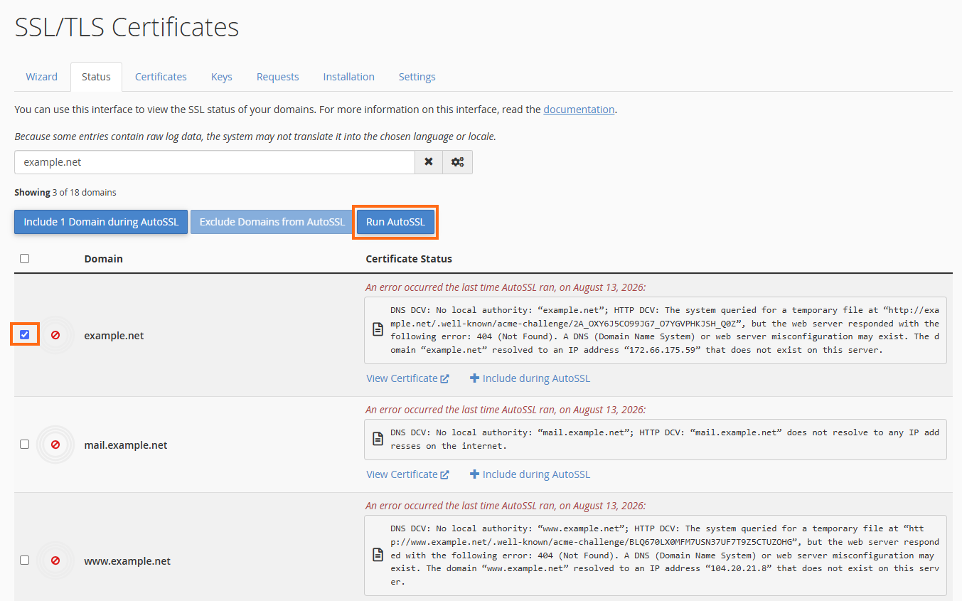 SSL/TLS Status - Run Autossl