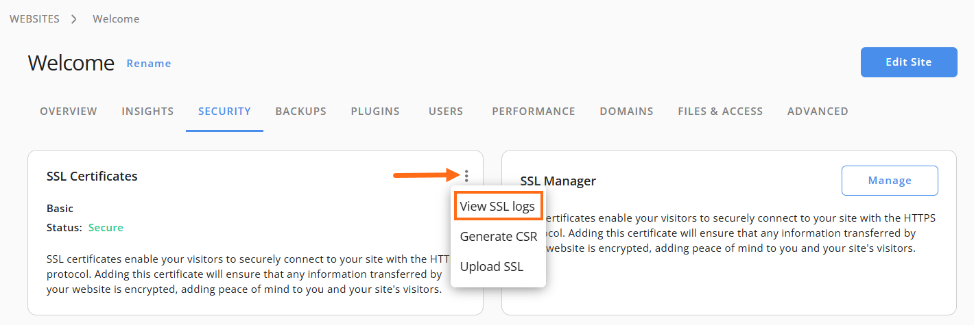SSL Certificates - View SSL logs