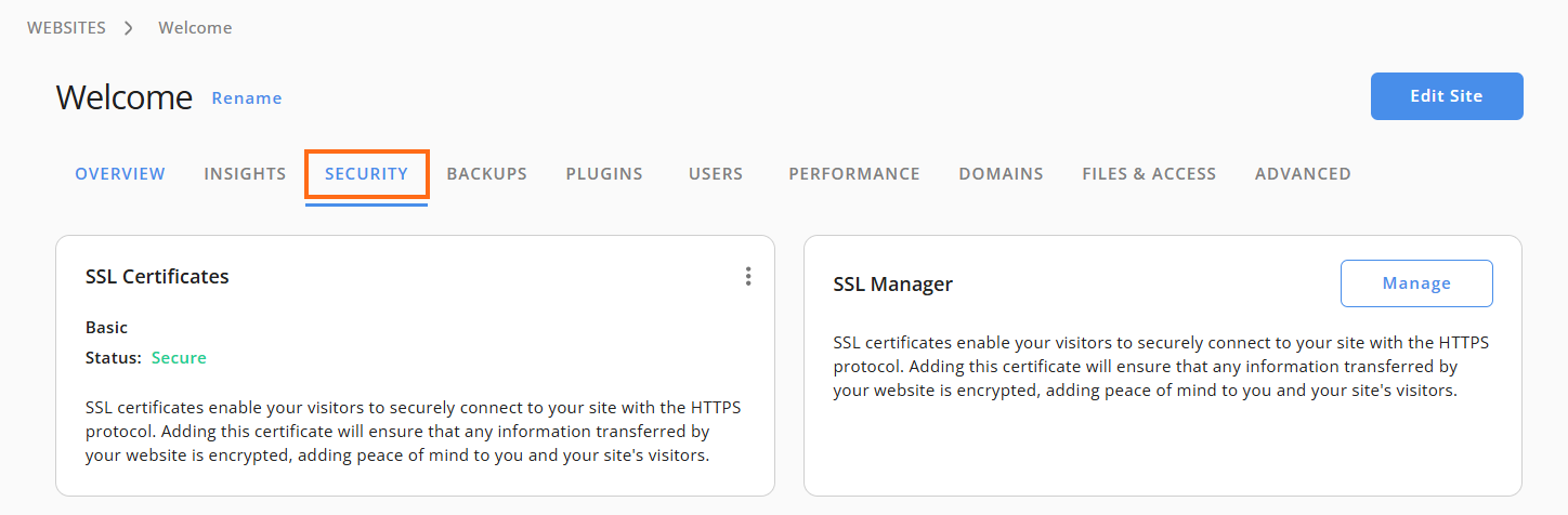 Security Tab
