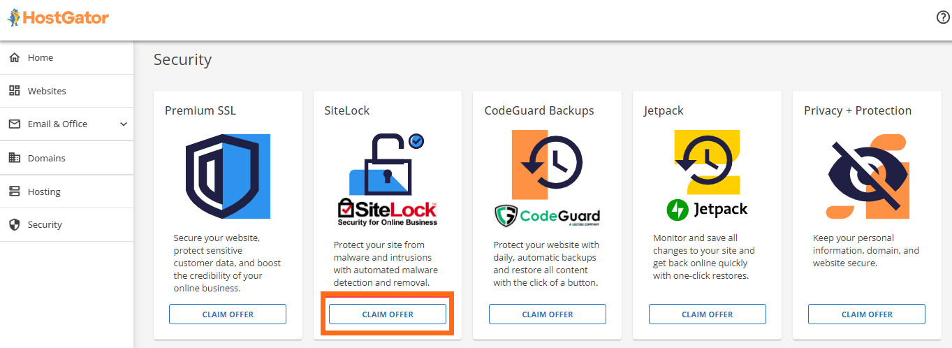 Marketplace - SiteLock - Claim Offer