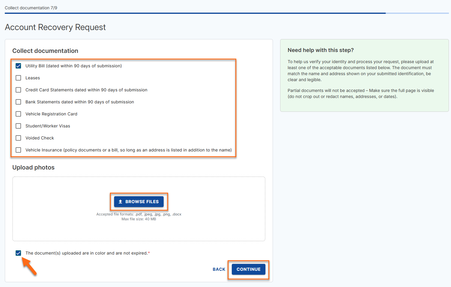 Upload additional documents