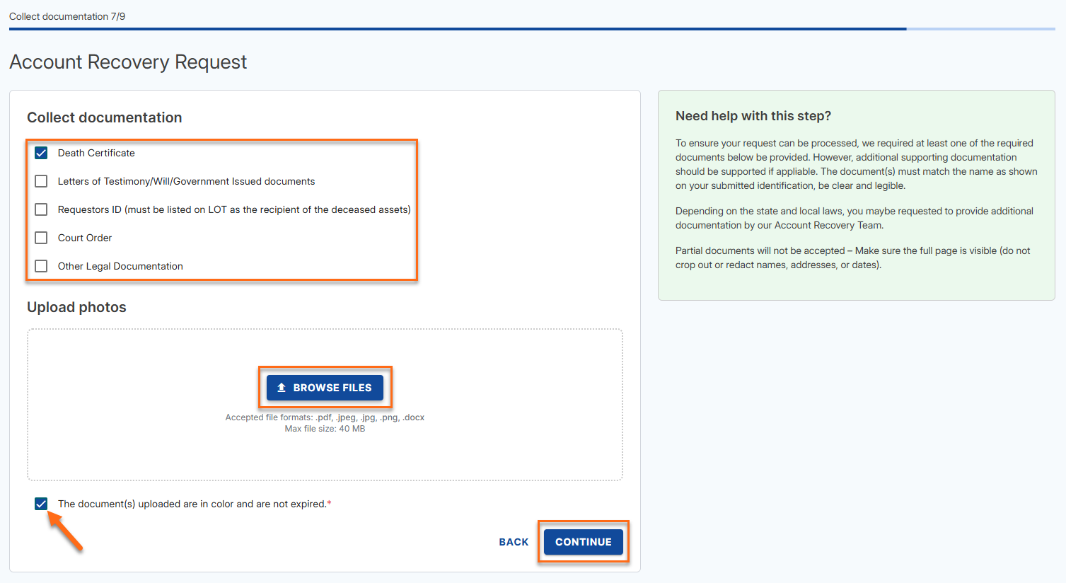 Upload Additional Documentation