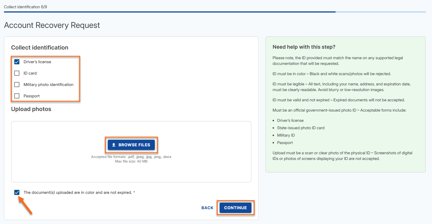 Upload Government-Issued Photo ID