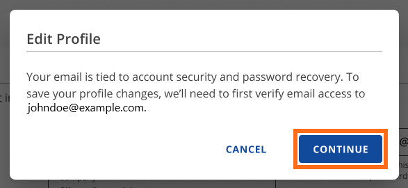 Domain - Email Change - Edit Profile Pop-up
