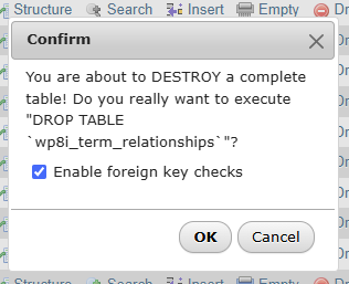 phpMyAdmin - Empty OK