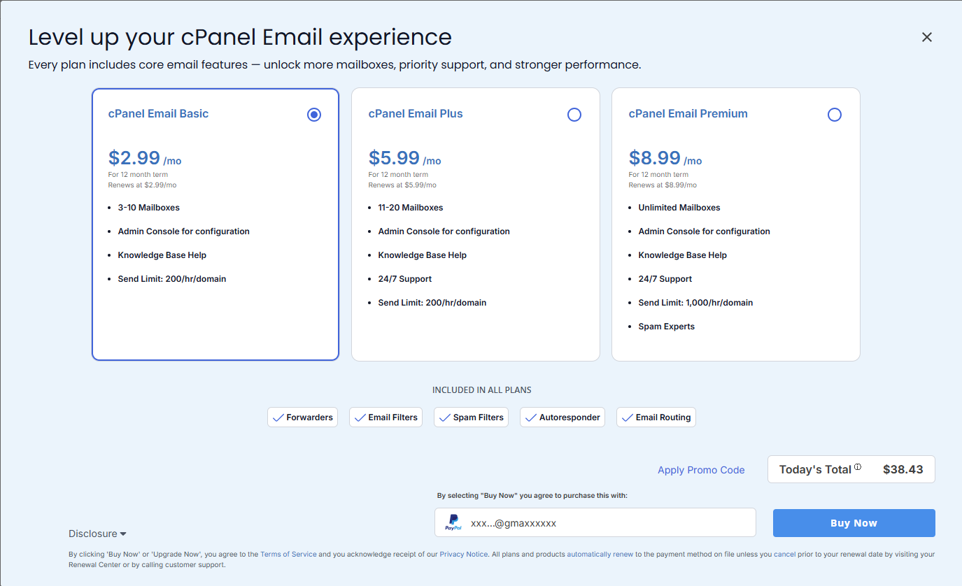 Customer Portal - cPanel Email Upgrade