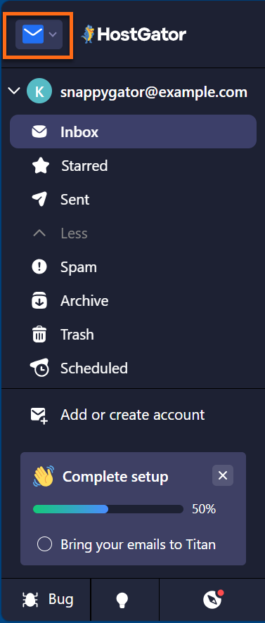 HostGator Professional Email - App Switcher