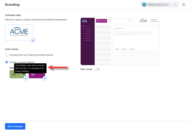 Professional Email - Branding Feature - Lacks contrast