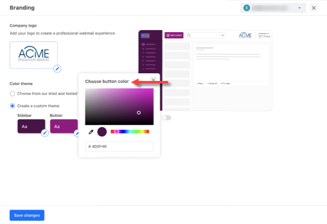 Professional Email - Branding Feature - Choose Button color