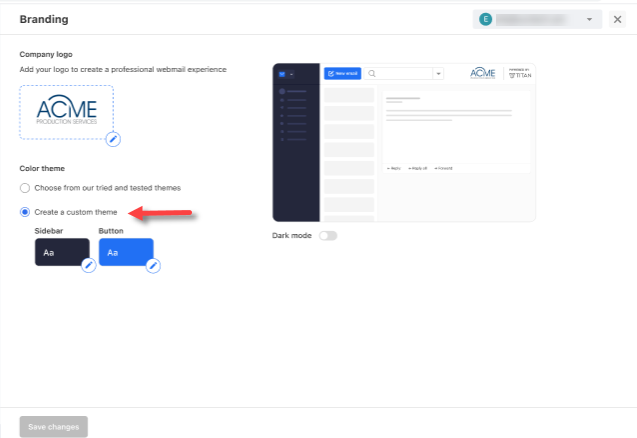 Professional Email - Branding Feature - Choose custom theme