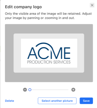 Professional Email - Branding Feature - Upload link - adjust image