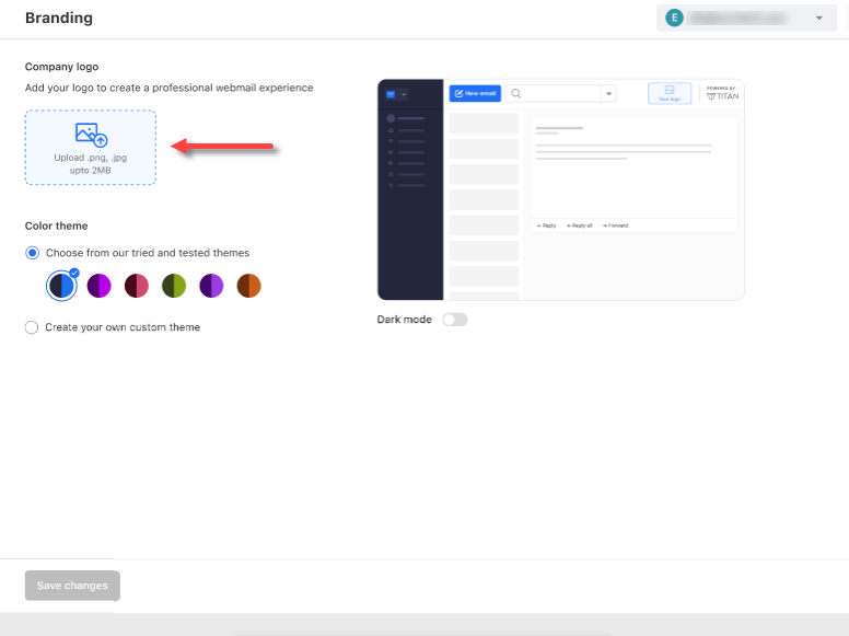 Professional Email - Branding Feature - Upload link