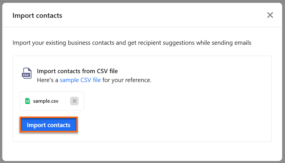 HostGator Professional Email - Import Contacts Button
