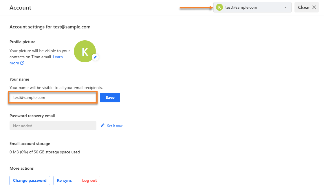 Professional Email - Your name field
