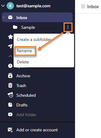 Professional Email webmail - Rename a folder