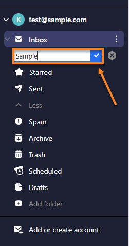 Professional Email webmail - Create a subfolder