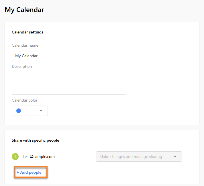 Professional Email webmail - Add people to share a calendar