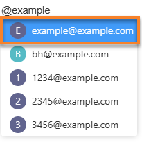 Professional Email webmail - Selecting a contact to mention
