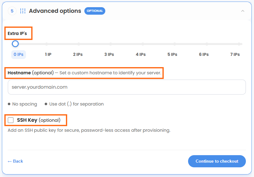 Self-Managed VPS - Advanced Options