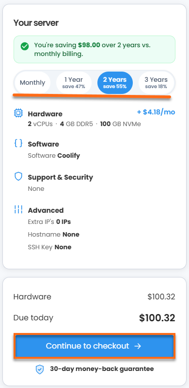 Self-Managed VPS -Initial- Order Summary