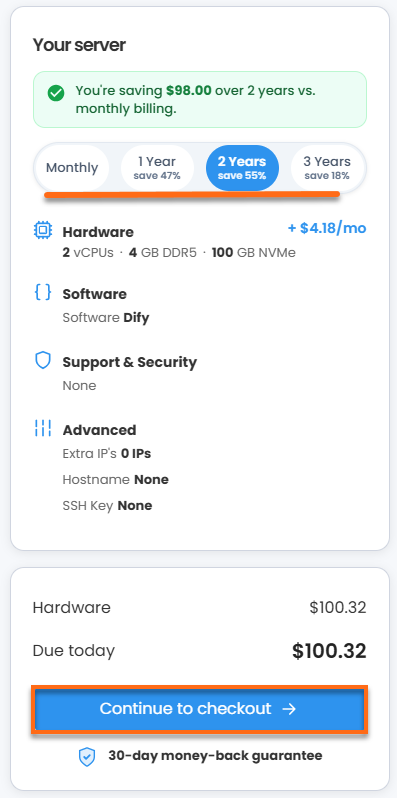 Self-Managed VPS -Initial- Order Summary