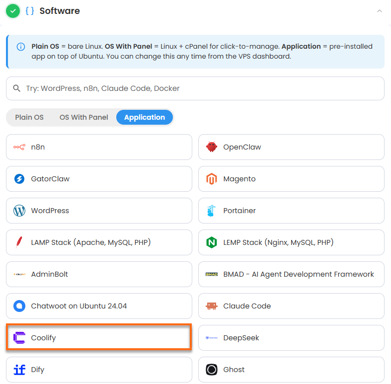 Self-Managed VPS - Coolify Software