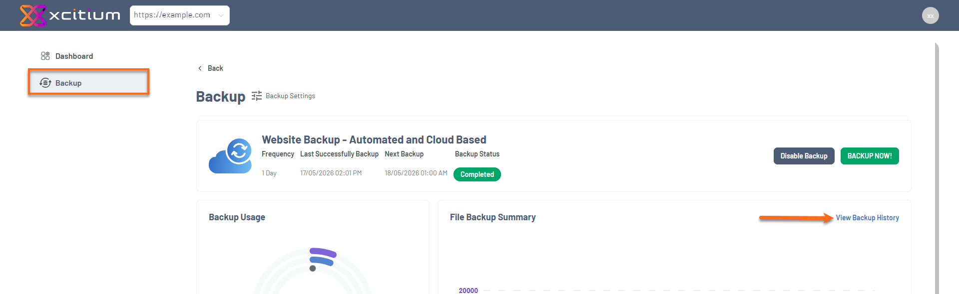 Portal - Website Tab Manage Xcitium