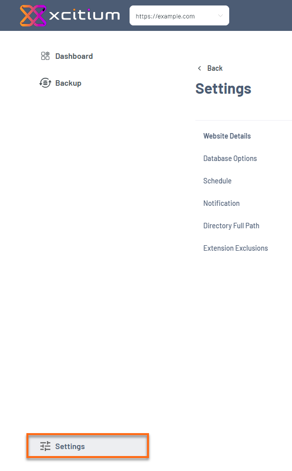 Xcitium Settings tab