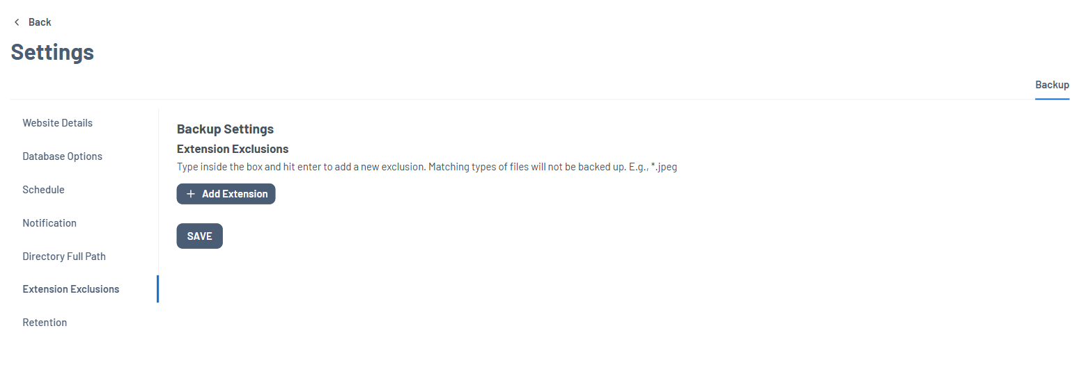 Xcitium Settings tab - Extension Exclusions