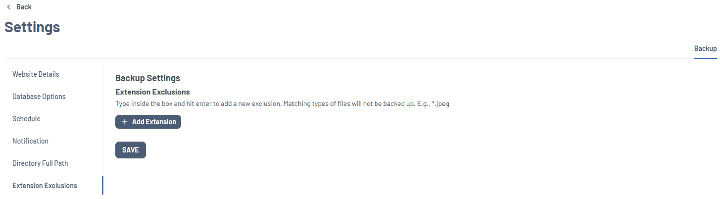 Xcitium Settings tab - Extension Exclusions
