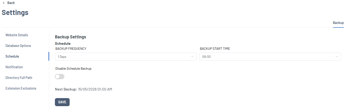 Xcitium Settings tab - Schedule