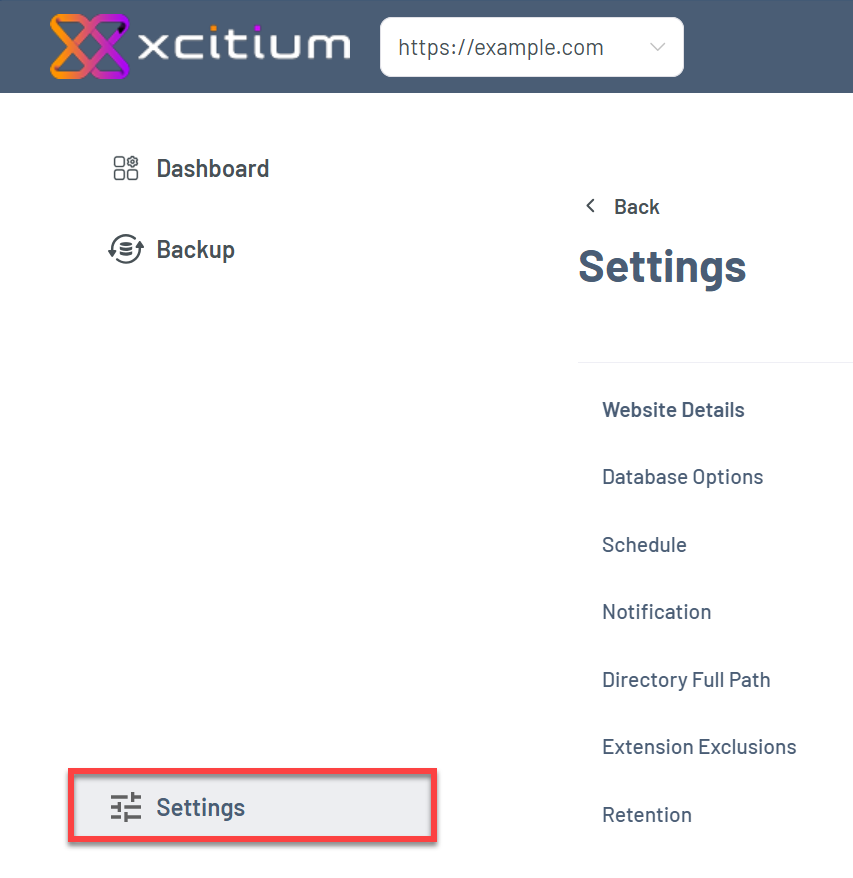 Xcitium Settings tab