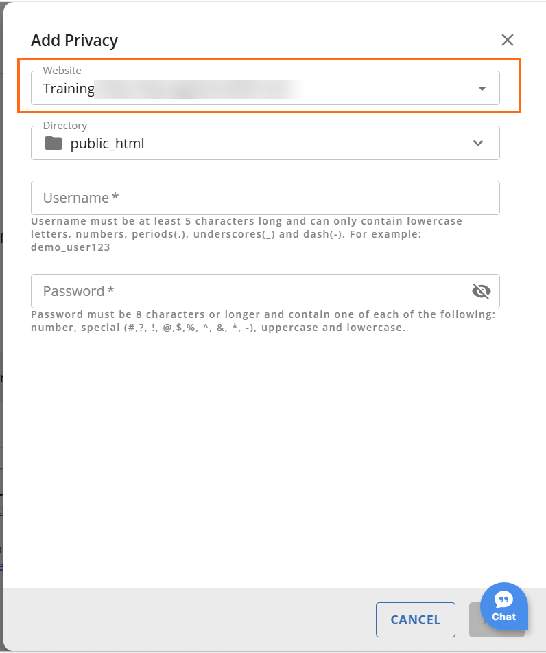 Add Privacy Directory drop down
