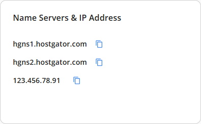 Websites tab - Nameservers menu