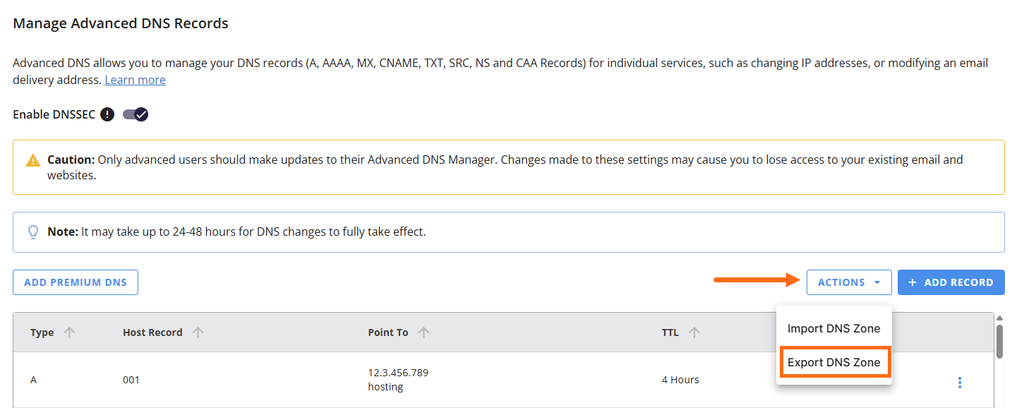 Export DNS
